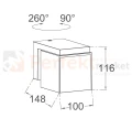 Lampa zewnętrzna LED kinkiet regulowany szary 12W 4000K Lutec CUBA 5193814118 wymiary.jpg