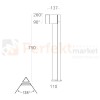 Lampa ogrodowa LED stojąca czarna 12W 3000K Lutec CUBA 7193802012 wymiary.jpg