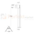 Lampa ogrodowa LED stojąca czarna 12W 3000K Lutec CUBA 7193802012 wymiary.jpg