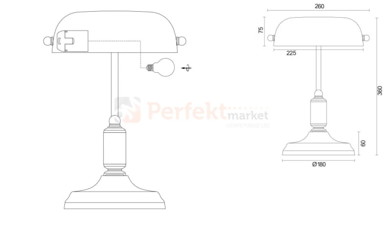 Lampa biurkowa bankierska zielona KIWI Maytoni Z153-TL-01-BS super jakość perfektmmarket wymiary