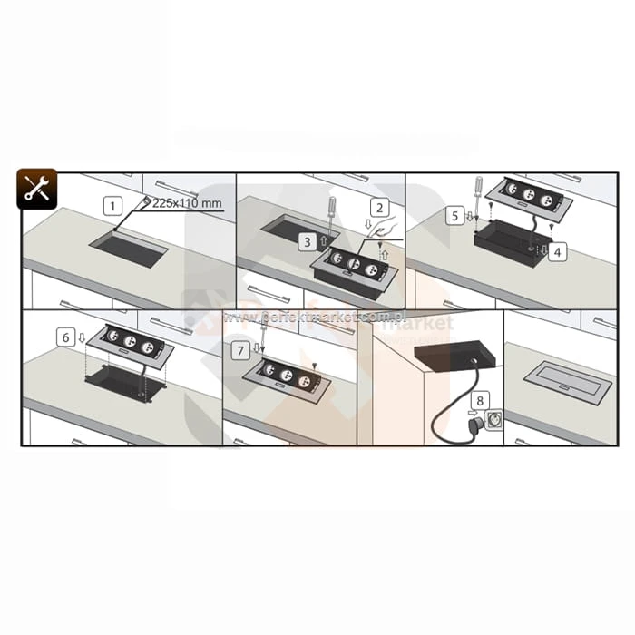 Media Port power_port powerport mediaport blatowy gniazda wpuszczany 2 x 230V 2 x RJ45 1 x USB rant sklep perfektmarket hurtownia elektryczna montaż