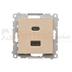 Simon 55 ładowarka USB podwójna szampański mat 3,1A TEC2CA.01/144