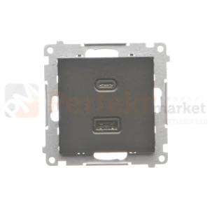 Simon 55 ładowarka USB podwójna czarny mat 3,1A TEC2CA.01/149