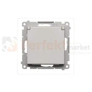 Simon 55 gniazdo wtyczkowe pojedyncze do wersji IP44 - z uszczelką - klapka w kolorze pokrywy aluminium mat 16A TGZ1BCZ.01/143