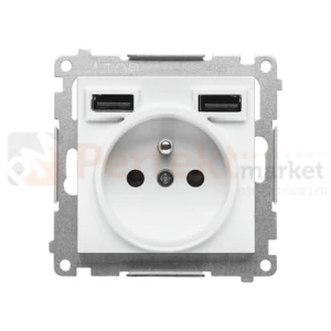 Simon 55 gniazdo z ładowarką USB biały mat 16A 2,1A TGZ1ZUSB2AA.01/111