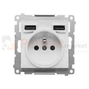Simon 55 gniazdo z ładowarką USB jasnoszary mat 16A 2,1A TGZ1ZUSB2AA.01/114