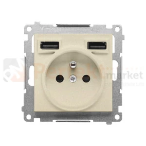 Simon 55 gniazdo z ładowarką USB szampański mat 16A 2,1A TGZ1ZUSB2AA.01/144