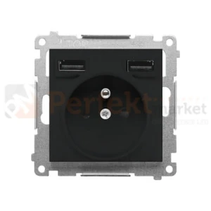 Simon 55 gniazdo z ładowarką USB czarny mat 16A 2,1A TGZ1ZUSB2AA.01/149