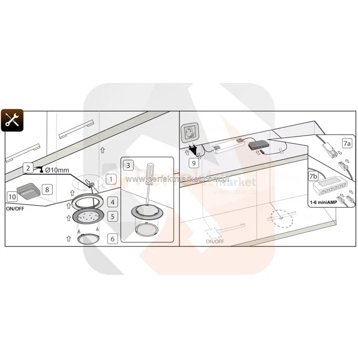 Oprawa meblowa LED okrągła olo-1-d 12V 2W stal oswietlenie perfektmarket montaż montowanie