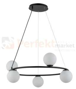 Lampa wisząca szklane białe kule ring czarna Sigma  GAMA 33383