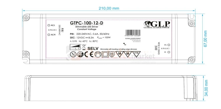 zasilacz ściemnialny triak 100W GTPC-100-D wymiar perfektmarket.jpg