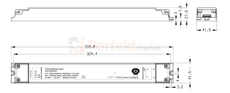 zasilacz led DALI ultra slim 24V 10A meblowy FTPC240V24-DA6 wymiary perfektmarket.jpg