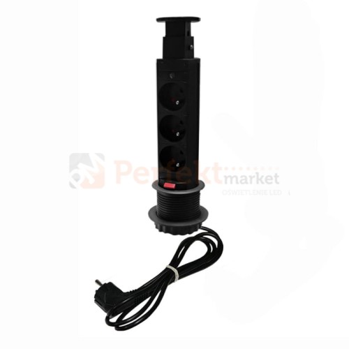 Media Port blatowy 3 gniazda 230V 60mm Slim perfektmarket sklep elektryczny aluminium czarny