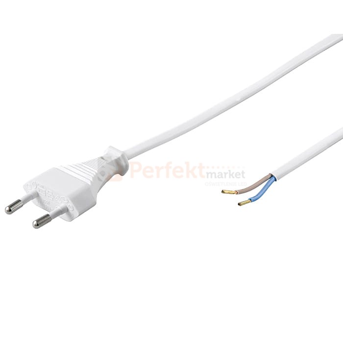 sznur-przyłączeniowy-z-wtyczka-plaska-euro-2x0.5mm-2m-biały, kabel do połączenia zasilacza