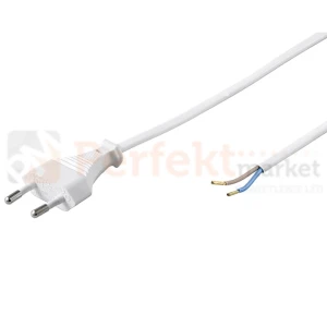 Przewód przyłączeniowy kabel 230V z wtyczką biały 2mb