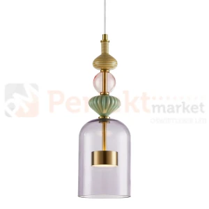 Lampa wisząca vintage multikolor ARTE 12W LED 13cm mosiądz Milagro