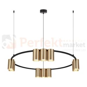 Lampa wisząca GENESIS GOLD 10xGU10 minimalistyczna na kole Milagro