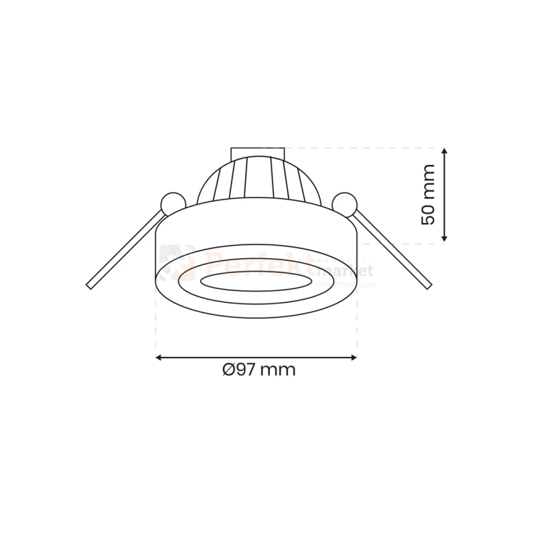Oprawa sufitowa podtynkowa NUSA Round czarna ML0015 wymiary perfektmarket.webp