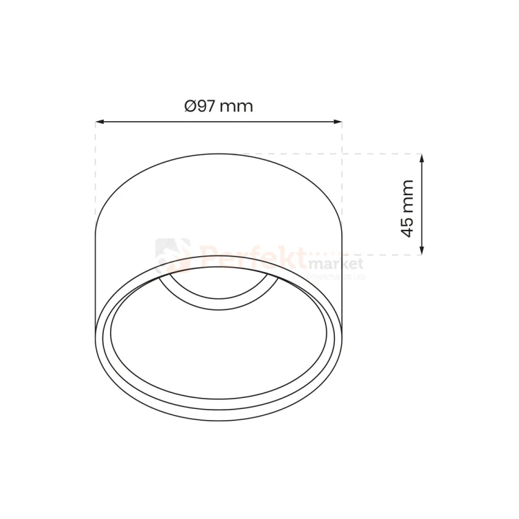 Oprawa sufitowa oczko podtynkowe BALI round Black ML0060 wymiar.webp