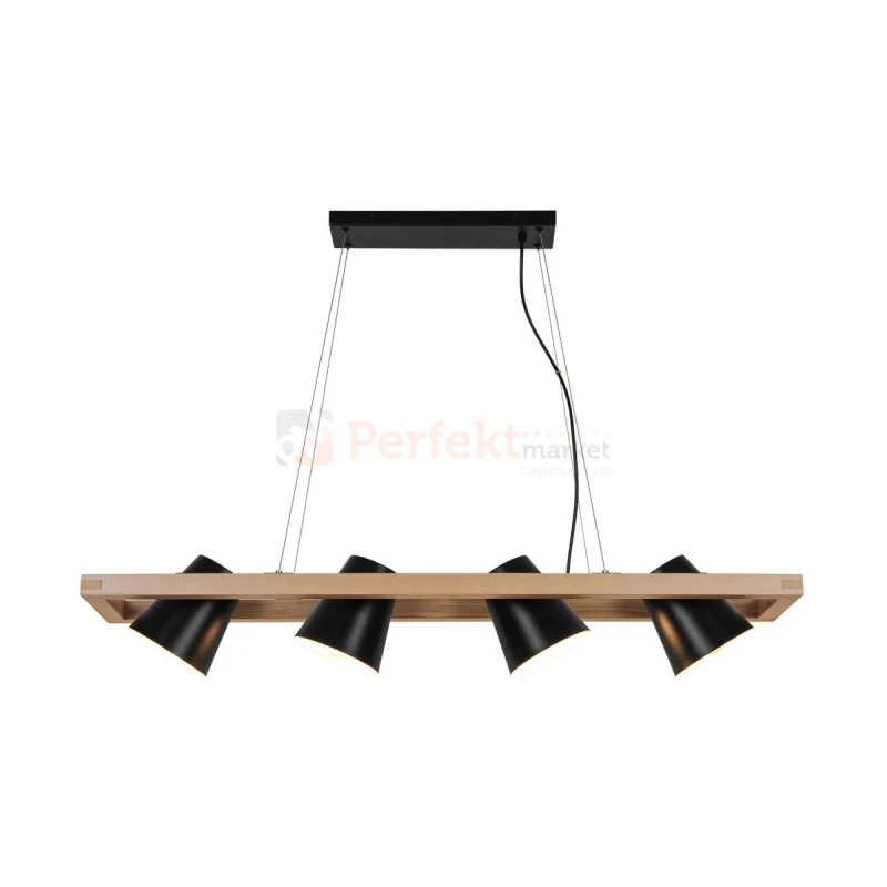 Lampa wisząca ELTI czarna z drewnem P22077-4 Zuma Line perfektmarket.webp