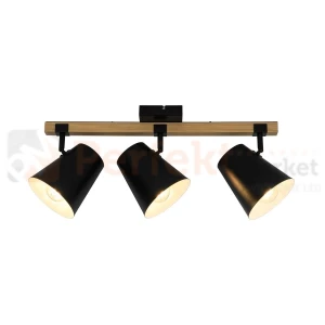 Lampa sufitowa ELTI czarna z drewnem 3xE27  P22077-3TU Zuma Line