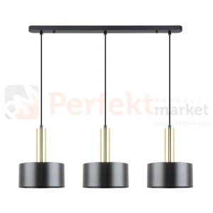 Lampa wisząca LEO A8133-3A czarna ze złotymi pierścieniami Zuma Line