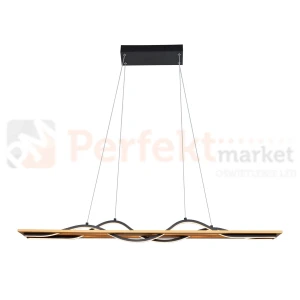 Lampa wisząca Conato 35W LED fale z drewnem PND-23848-30W-BK-GD Italux
