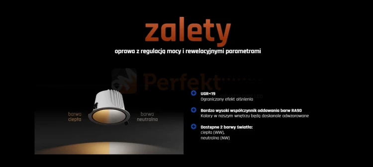 obrito oprawa sufitowa do lazienek na elewacje z regulacja mocy 6-20W zalety perfektmarket.webp