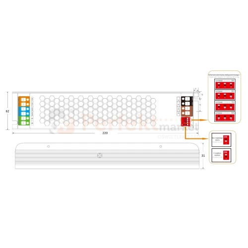zasilacz instalacyjny dużej mocy 500W ip20 z regulacją proądową soft start perfektmarket 1.webp