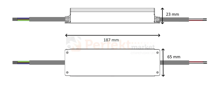 zasilacz hermetyczny IP67 metalowy 12V 100W ID-3043  wymiary perfektmarket.webp