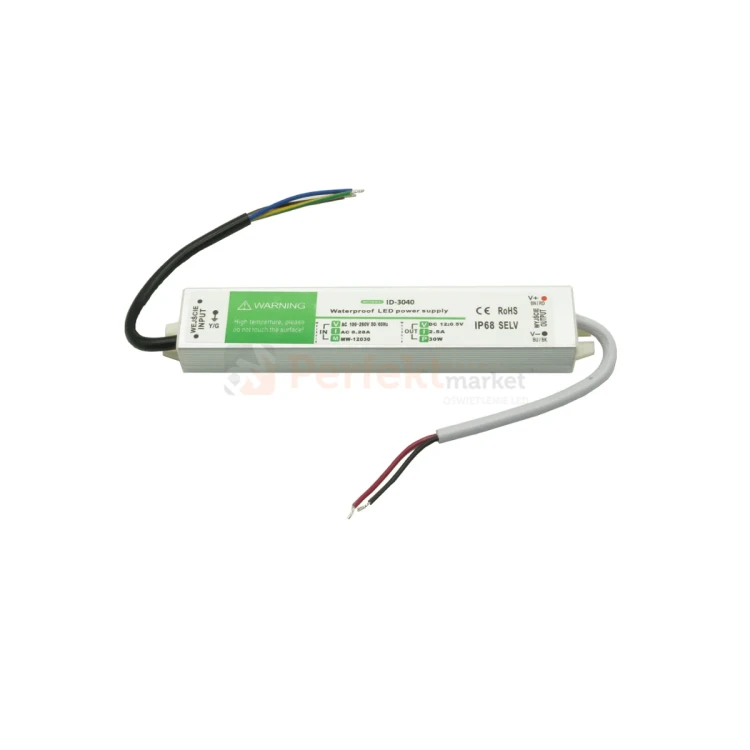 zasilacz hermetyczny led slim mały rozmiar 30W 12V ID-3040 perfektmarket.webp