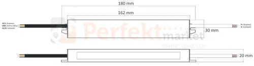 zasilacz hermetyczny led slim mały rozmiar 30W 12V ID-3040 wymiary perfektmarket.webp