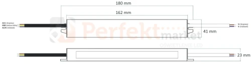 zasilacz hermetyczny led slim mały rozmiar 45W 12V ID-3041 wymiary1  perfektmarket.webp
