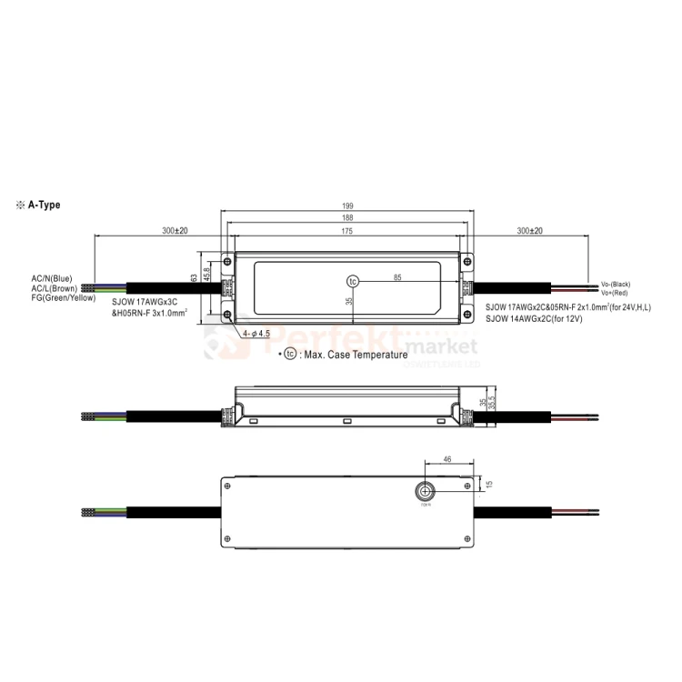 profesjonalny zasilacz led mean well-200w-24v-ip67-xlg-200-24a-wymiary-perfektmarket-olsztyn.webp