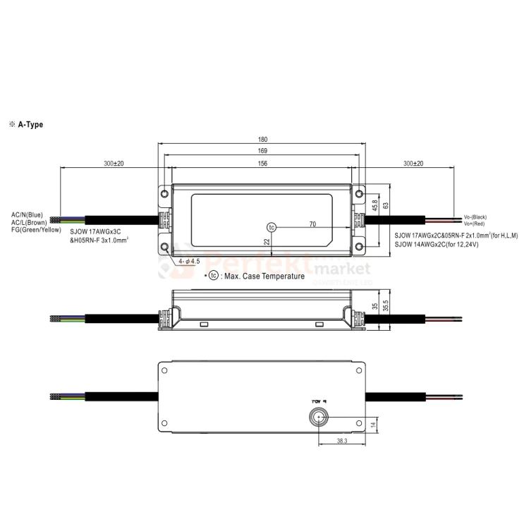profesjonalny zasilacz led mean well-150w-12v-ip67-xlg-150-12a-wymiary-perfektmarket-olsztyn.webp