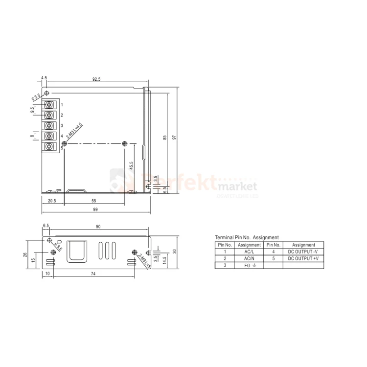 Zasilacz instalacyjny Mean Well LRS-75-12 12V 72W size perfektmarket.webp