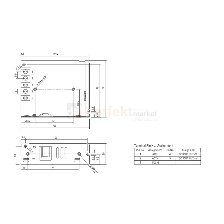 Zasilacz instalacyjny Mean Well LRS-50-12 12V 50W size perfektmarket.webp
