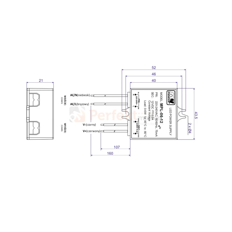 zasilacz do puszki mini 12v 6w instalacyjny size perfektmarket olsztyn.webp