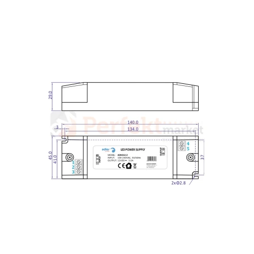 zasilacz LED do taśm ledowych meblowy IP20 12V 3A 36W tech perfektmarket.webp