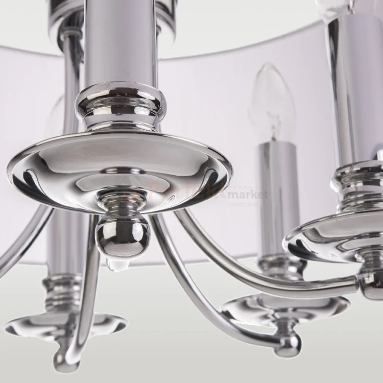 Lampa wisząca klasyczna ABU DHABI P05406CH-WH chrom biały abażur perfektmarket 4.webp