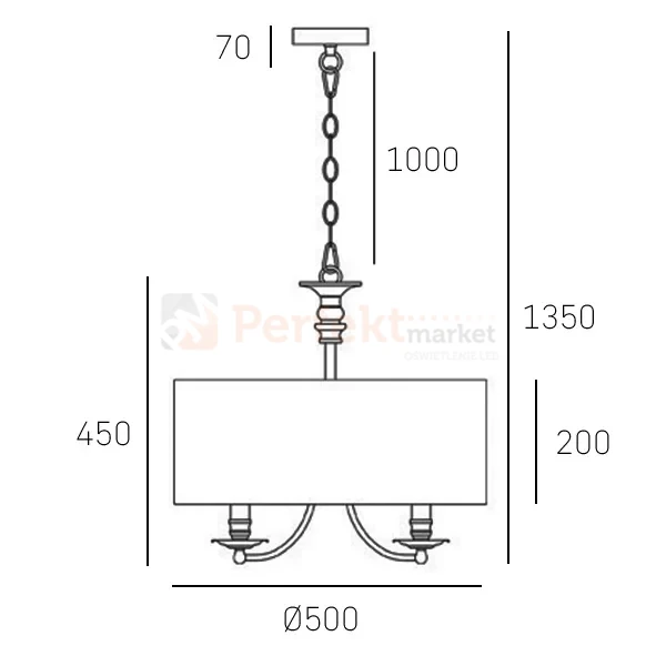 Lampa wisząca klasyczna ABU DHABI P05406CH-WH chrom biały abażur perfektmarket sie.webp