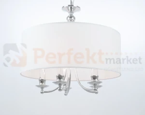Lampa wisząca klasyczna ABU DHABI P05406CH-WH chrom biały abażur