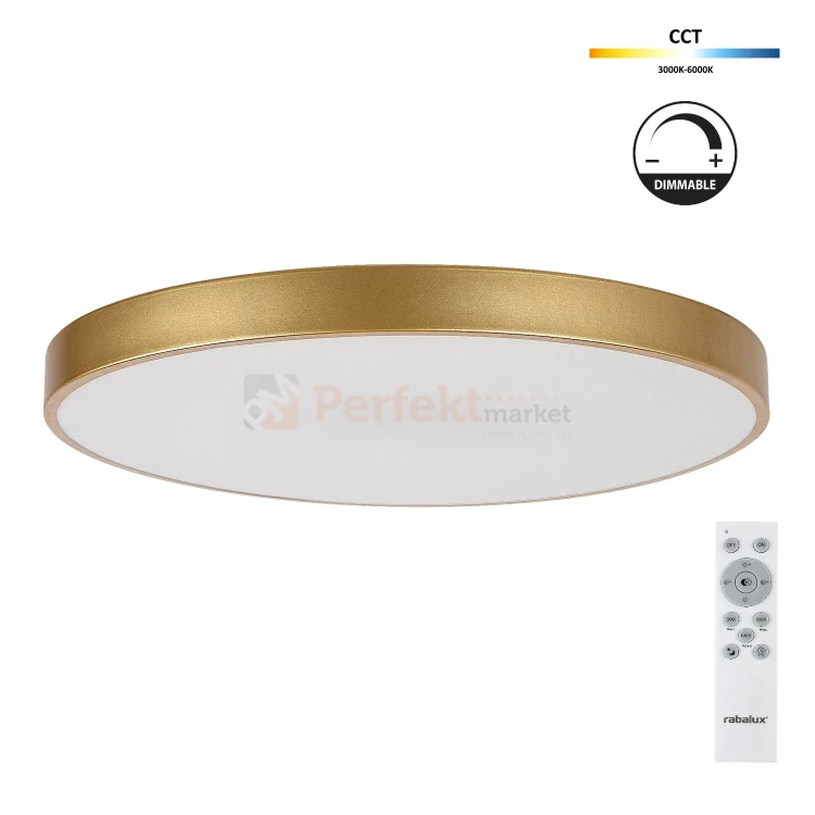 plafon led ściemnialny złoty z pilotem cct tesia rabalux dimm pilot cct perfektmarket.webp