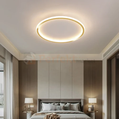 Lampa sufitowa plafon LED ściemnialny złoty CCT z pilotem 50cm Abigali cct pilot dim perfektmarket 1.webp