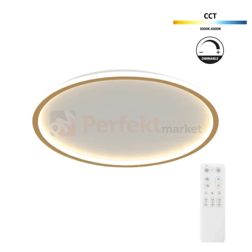 Lampa sufitowa plafon LED ściemnialny złoty CCT z pilotem 50cm Abigali cct pilot dim perfektmarket.webp