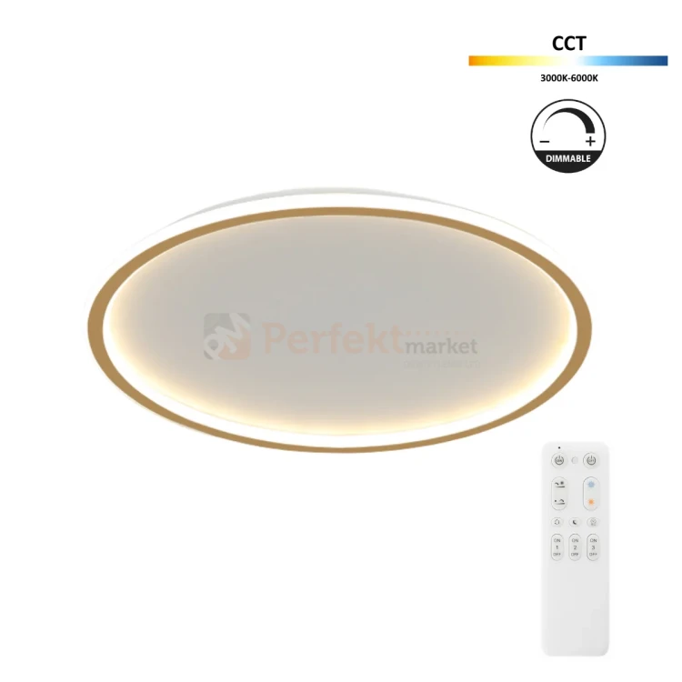 Lampa sufitowa plafon LED ściemnialny złoty CCT z pilotem 50cm Abigali cct pilot dim perfektmarket.webp