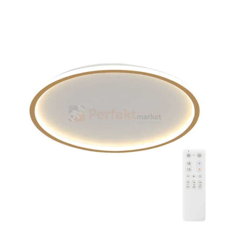 Lampa sufitowa plafon LED ściemnialny złoty CCT z pilotem 50cm Abigali perfektmarket.webp
