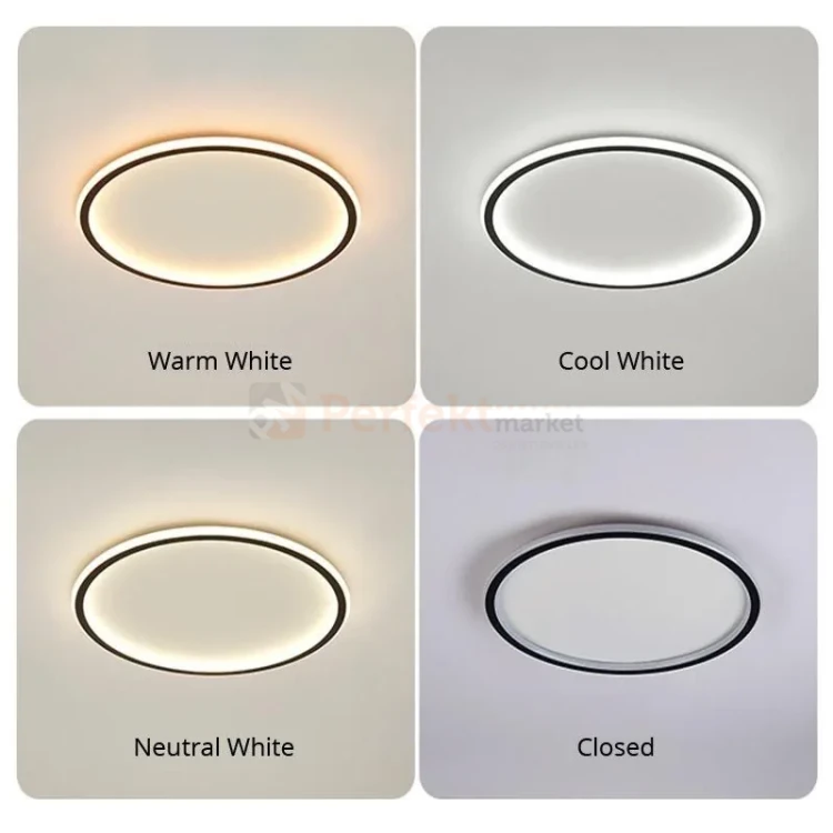 Lampa sufitowa plafon LED ściemnialny czarny CCT z pilotem 50cm Abigali cct pilot dim perfektmarket barwy.webp