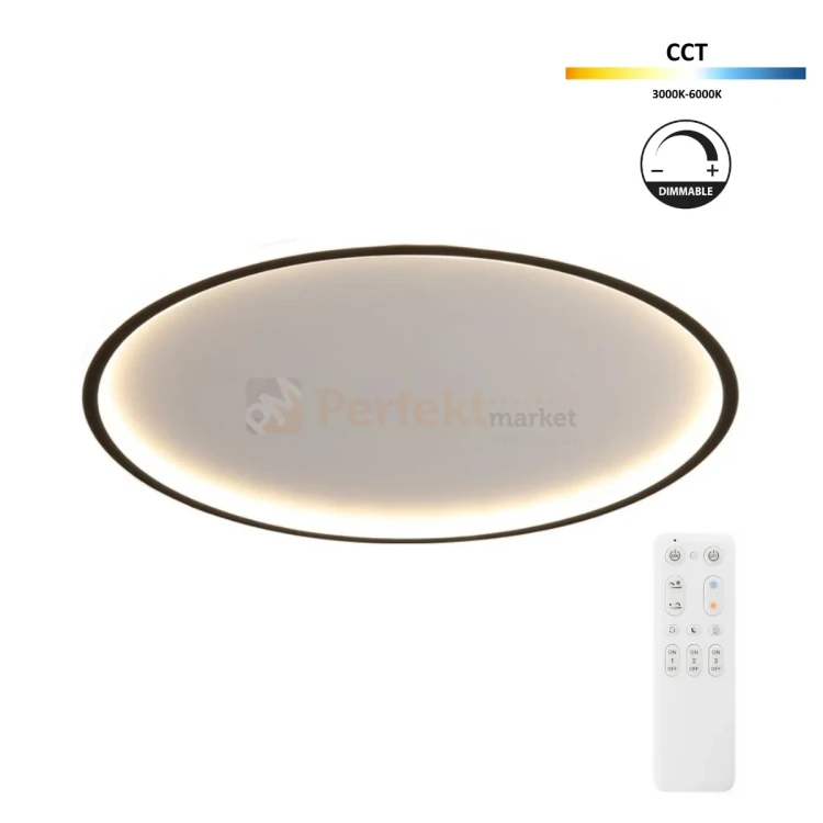 Lampa sufitowa plafon LED ściemnialny czarny CCT z pilotem 50cm Abigali cct pilot dim perfektmarket.webp