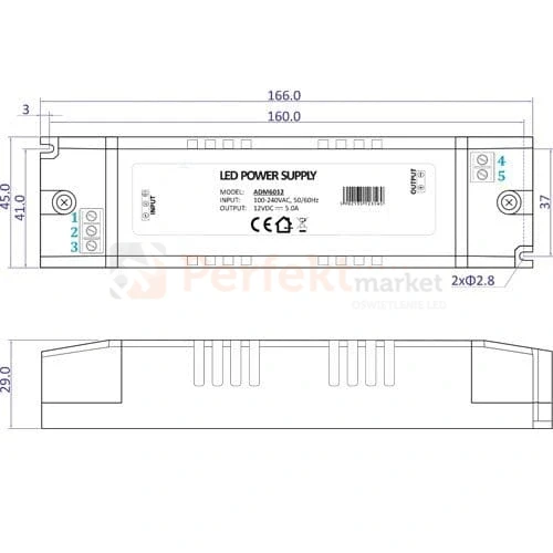 Zasilacz do taśm LED 80W 24V 3.33A transformator LED meblowy wymiary.webp